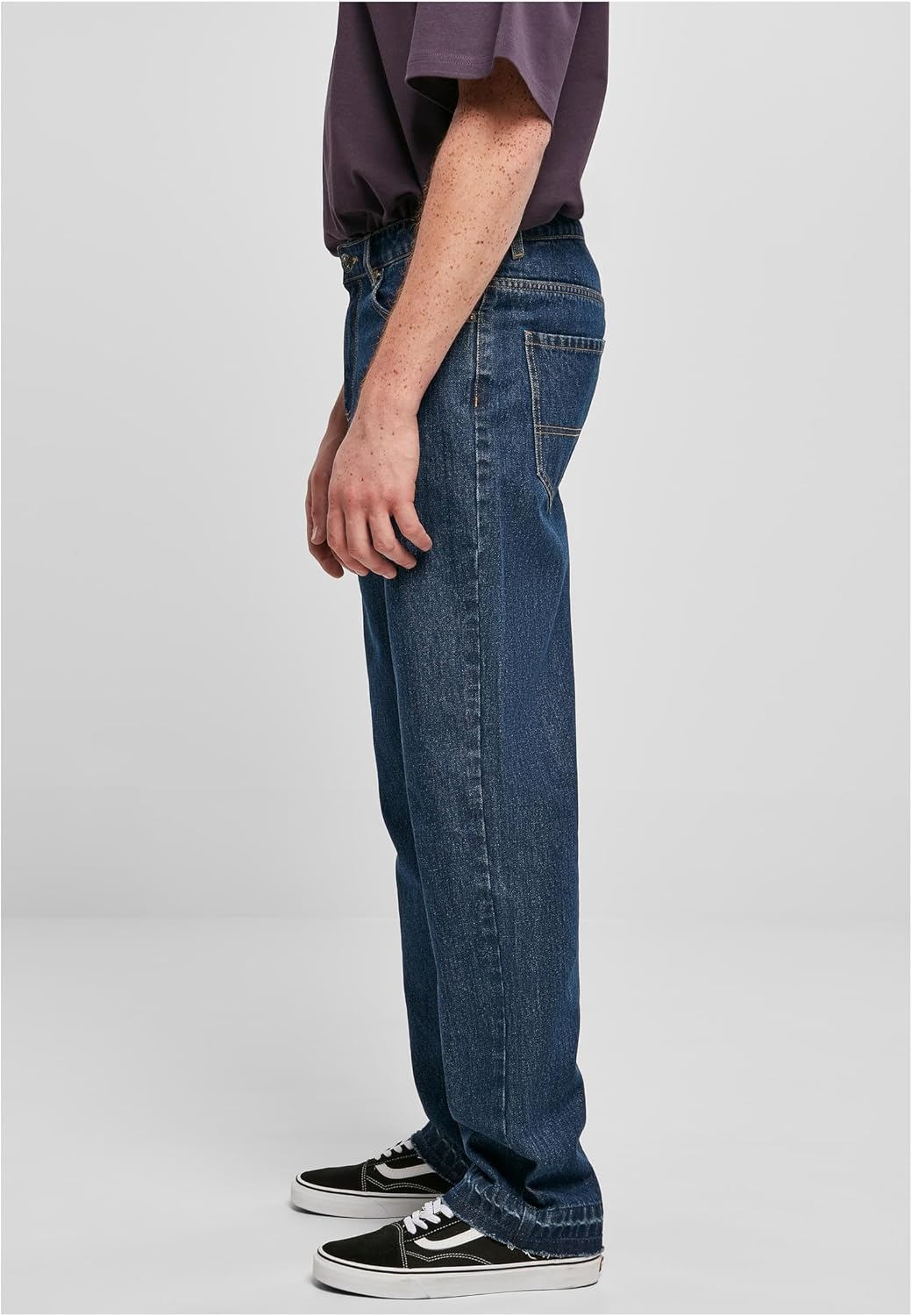 Urban Classics Herren Open Edge Loose Fit Jeans Hose, Mid Indigo Washed