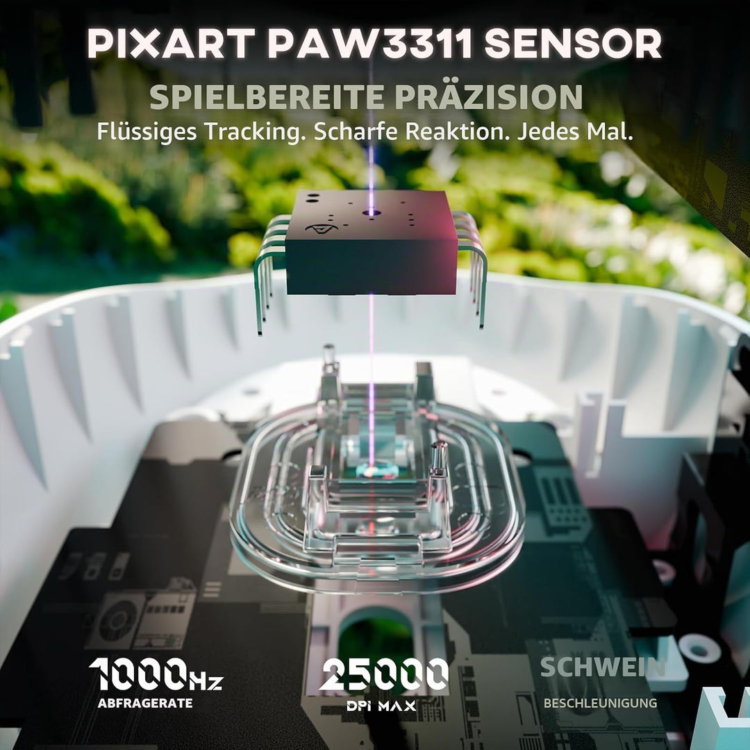 ATTACK SHARK G3 Kabellose Gaming-Maus, 25000 DPI, PAW3311-Sensor, 59g Superlight G305 Gamer-Mäuse, 8