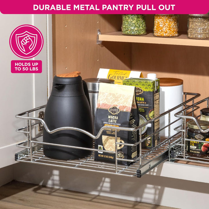 HOLDN’ STORAGE Ausziehbarer Schrank-Organizer – 12,7 cm hohe ausziehbare Schubladen für Küchenschrän