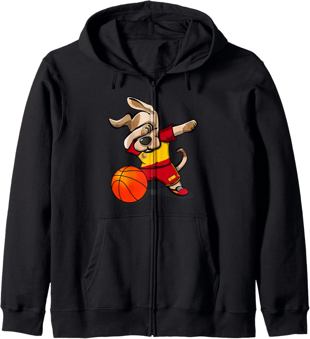 Dabbing Dog Spanien Basketball Fans Trikot Spanische Flagge Sport Kapuzenjacke