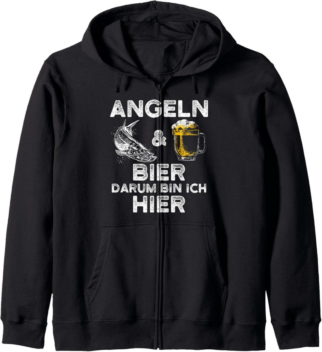 Lustiger Angler Pulli - Angeln und Bier für Fischer Fischen Kapuzenjacke