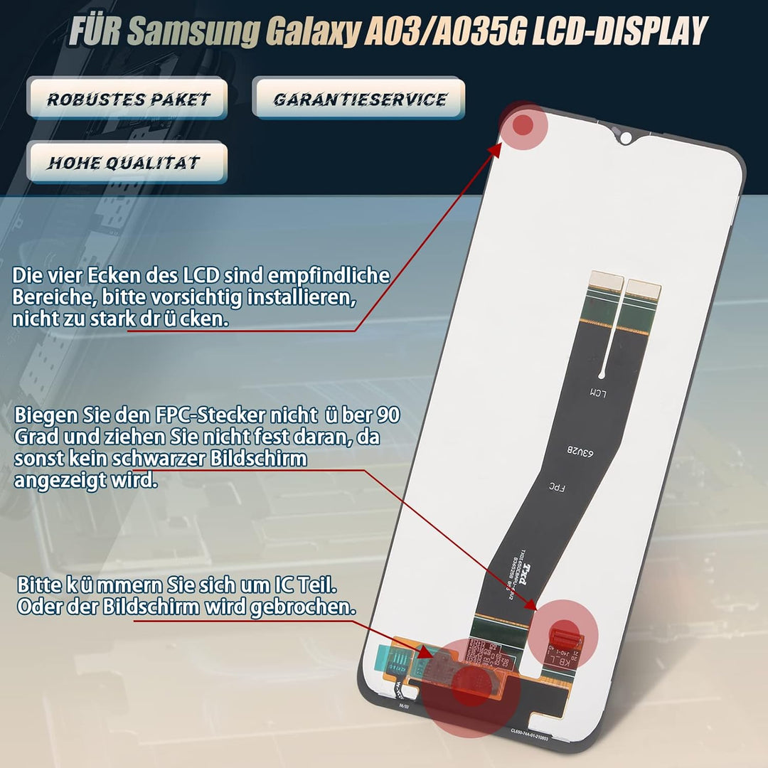 RongZy Ersatz Display Kompatibel für Samsung Galaxy A03/A035G Touchscreen Bildschirm Digitizer Glas