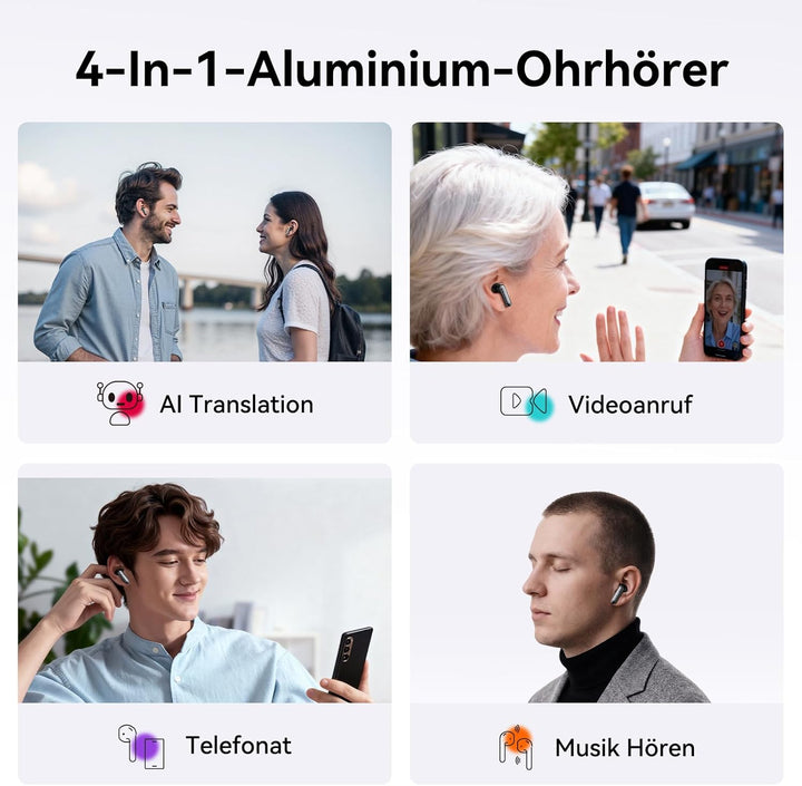 Ki Übersetzer Kopfhörer, 3-in-1 Übersetzungskopfhörer mit echtzeit übersetzung, 150 Sprachen Kopfhör