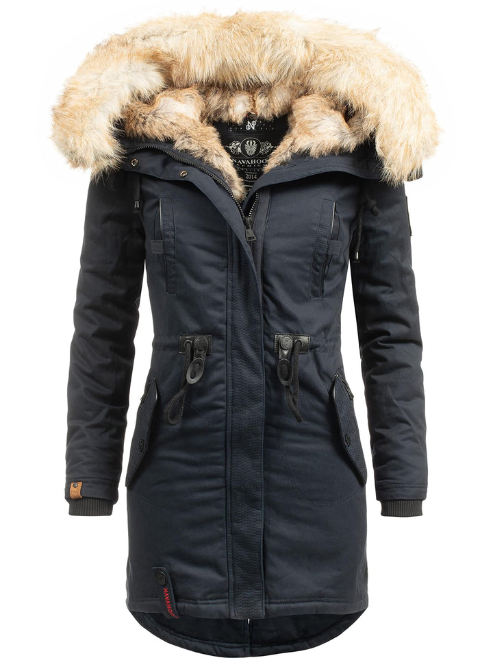 Navahoo Damen Warmer Winterparka mit Kapuze Bombii XS-XXL XS Blau, XS Blau