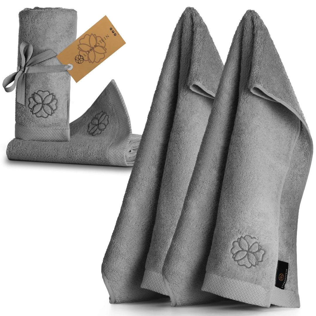 Liebenstein® Premium Handtuch Set - in anthrazit - 2 Duschtücher 70x140 cm und 2 Handtücher 50x100 c
