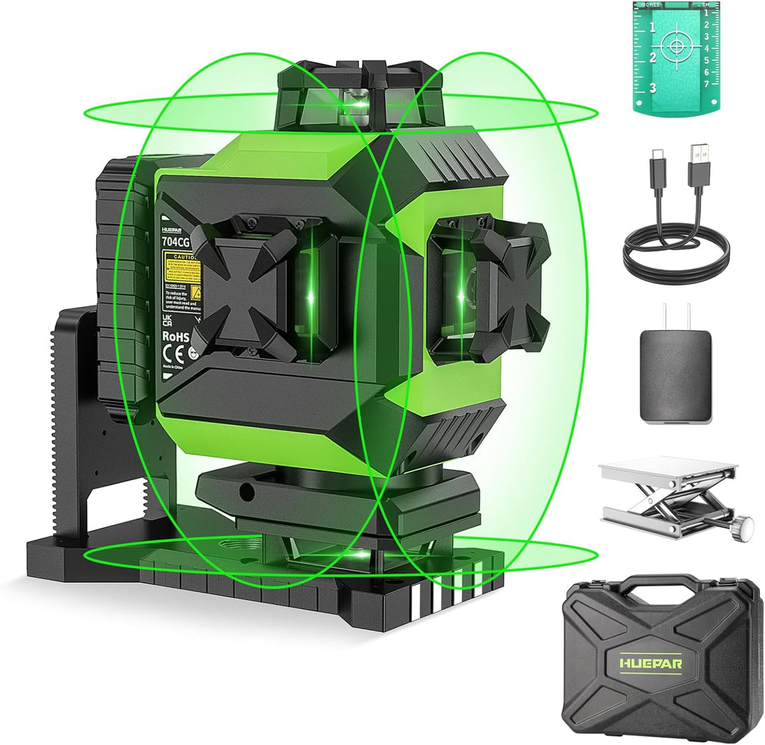 Huepar 4x360 Kreuzlinienlaser Automatische Nivellierung 4D grünes Licht Kreuzlinie 16 Linien für Fli