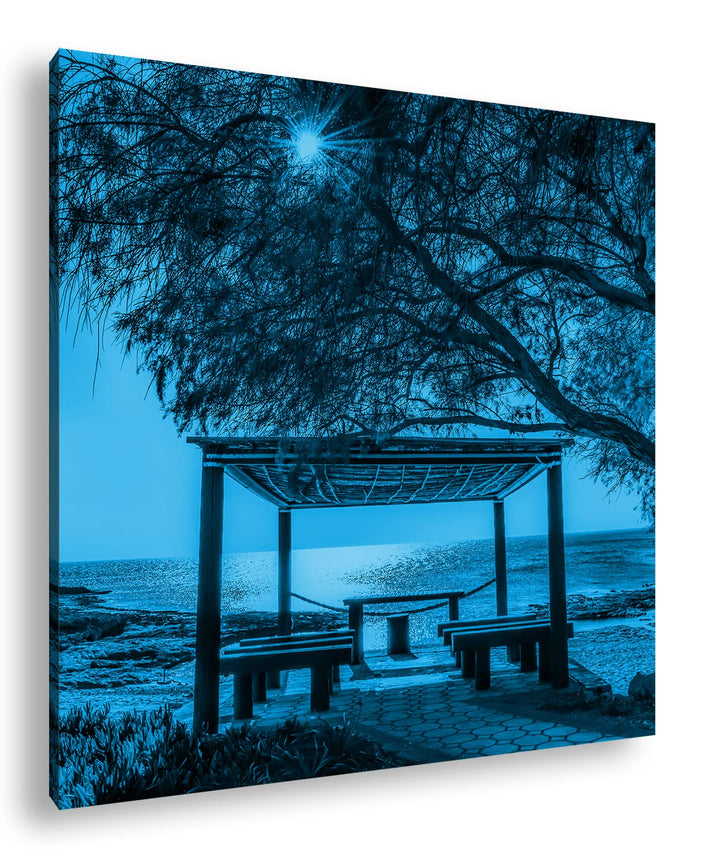 deyoli Sonniger Nachmittag am Meer Format: 70x70 Effekt: Monocrome Blau als Leinwandbild, Motiv fert