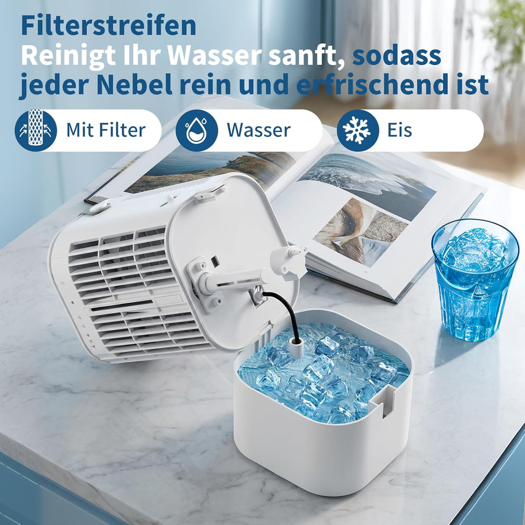 Mobile Klimaanlage, 120° Oszillation klimaanlage mobil, USB 4 in 1 klimaanlage ohne abluftschlauch m