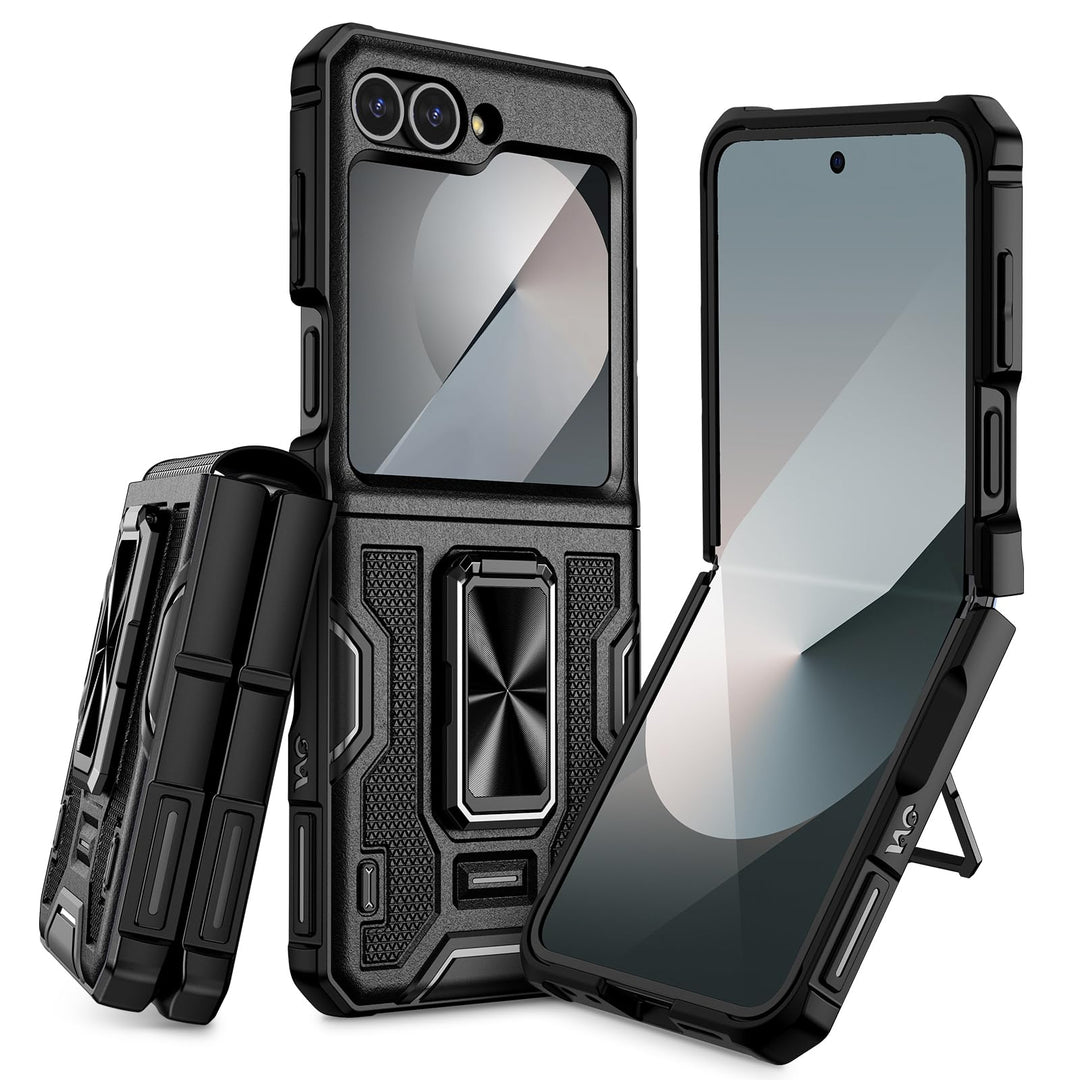 Doeshine Samsung Galaxy Z Flip 6/7 FE Hülle [Not für Flip 7] mit Ständer & Kameraschutz, Ganzkörper