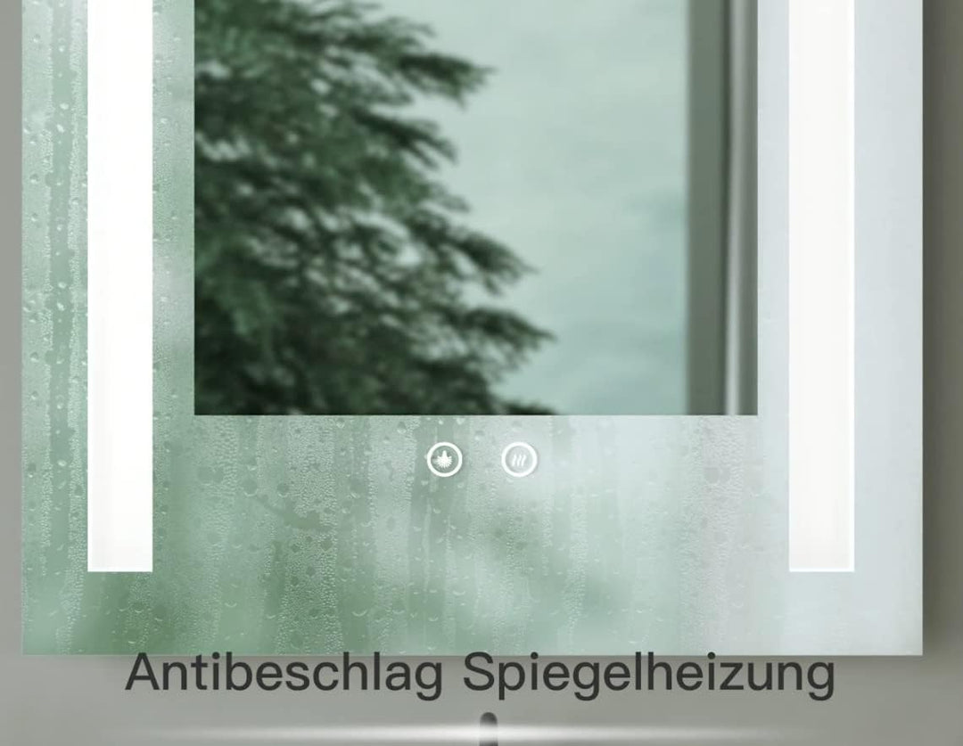 SGSpiegel Badspiegel mit Antibeschlag Heizung und seitlicher LED Beleuchtung, Badezimmerspiegel 70x5