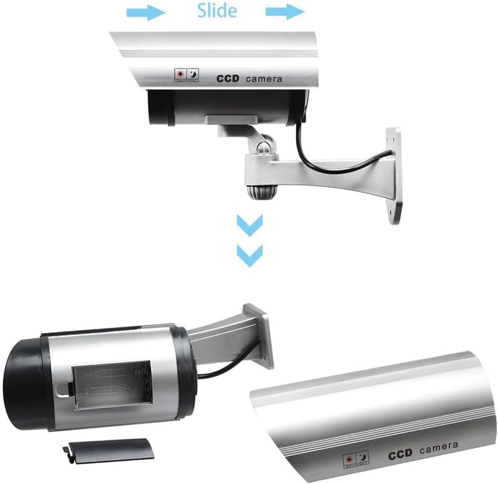 Dummy Kamera Fake Überwachung Kamera CCTV mit Blinkendem LED Licht Sicherheitskamera - 4 Stück (Silb