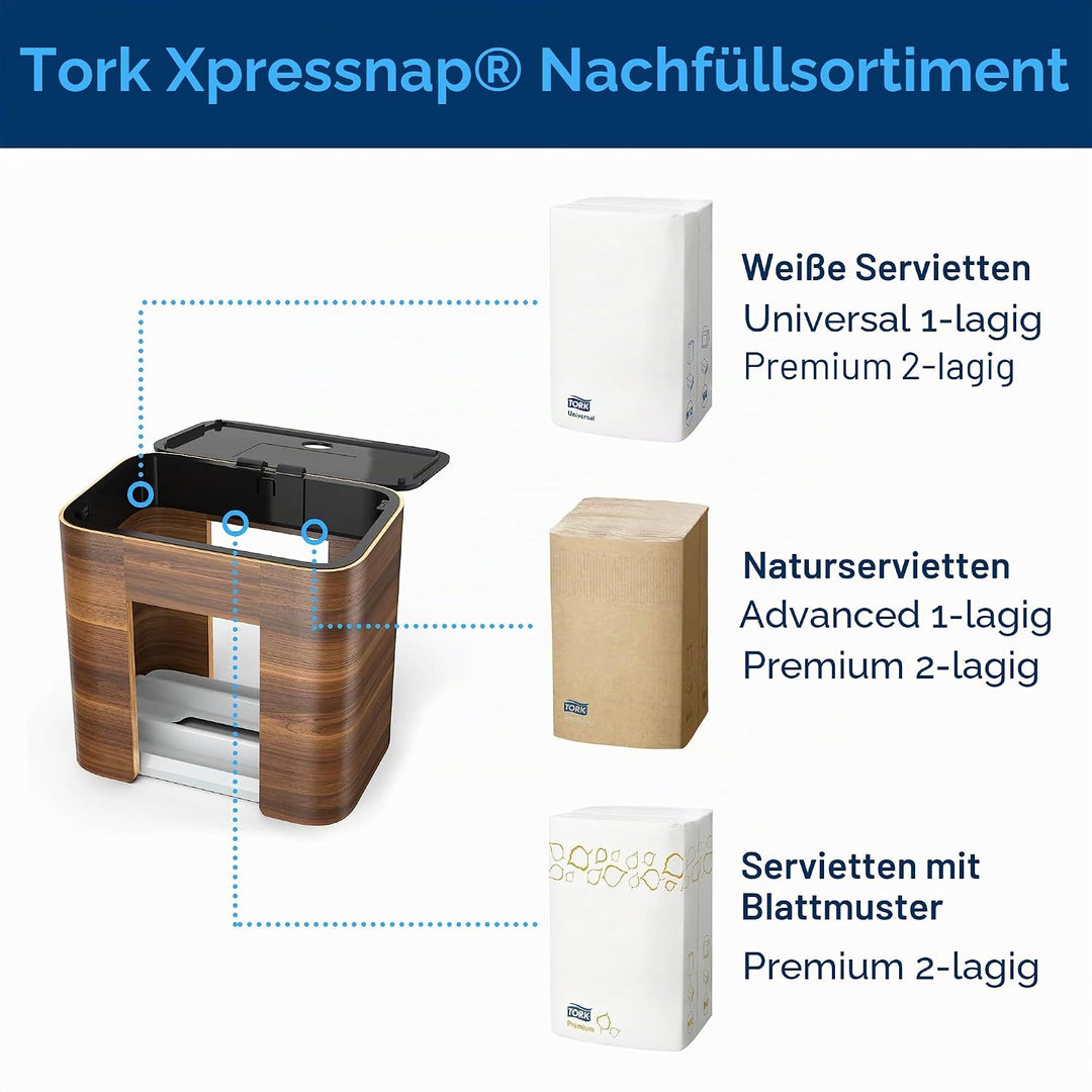 Tork 273002 Xpressnap Tischspender für N4 Spenderservietten / Serviettenspender in Walnuss-Farbe Bra