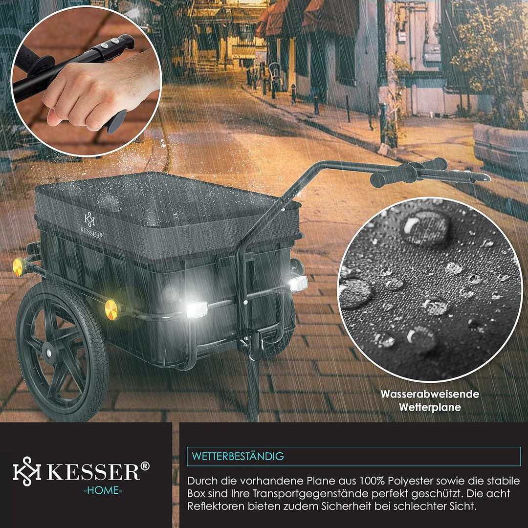 KESSER® Fahrradanhänger, Lastenanhänger, Handwagen mit Kupplung, Hochdeichsel, für Fahrrad Transport