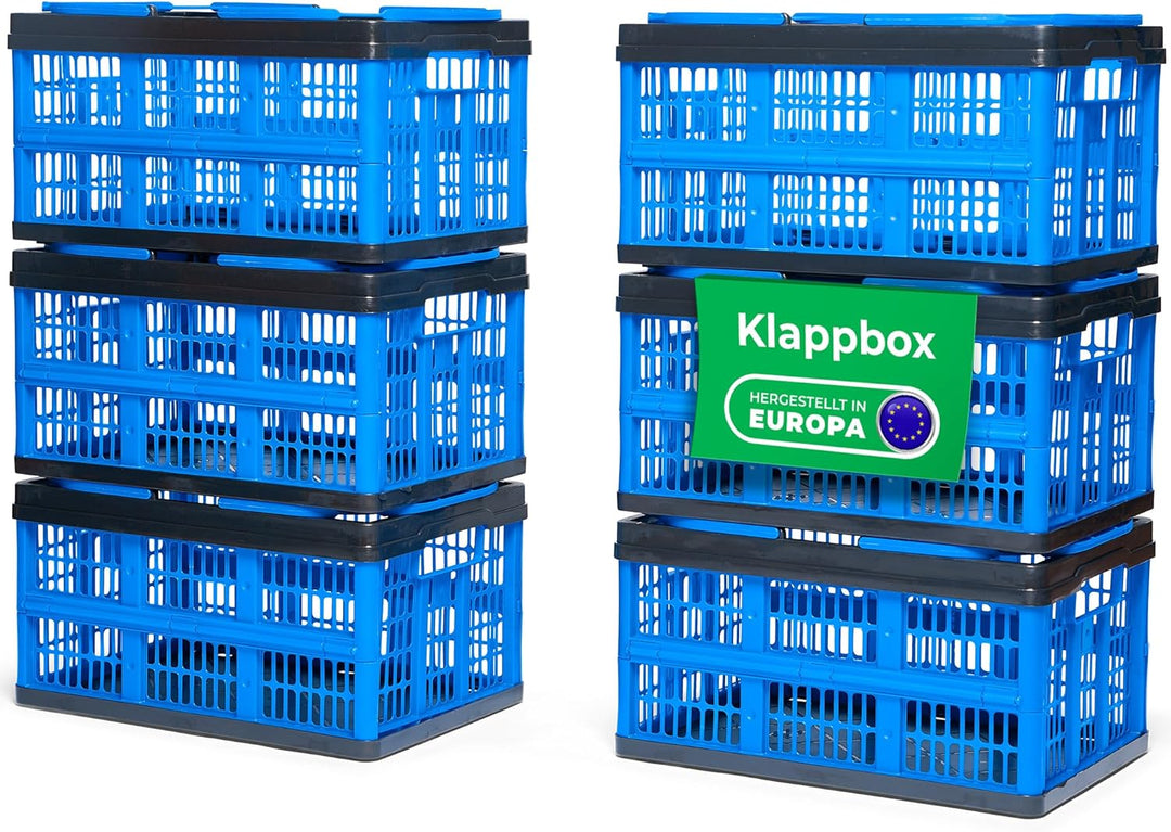 Novaliv Klappbox Blau 6er Set - 16L Faltkorb mit Henkeln - Vielseitiger Einkaufskorb - Praktische Au