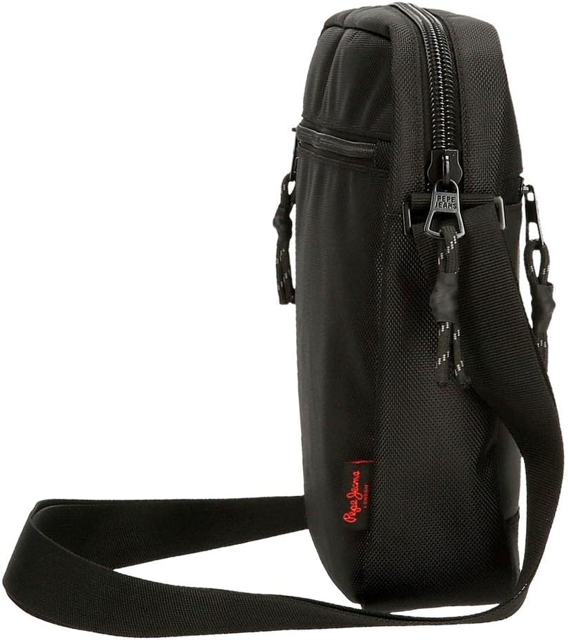 Pepe Jeans Bromley LDN Umhängetasche für Tablets, Schwarz, 23 x 27 x 7 cm, Polyester mit Details aus