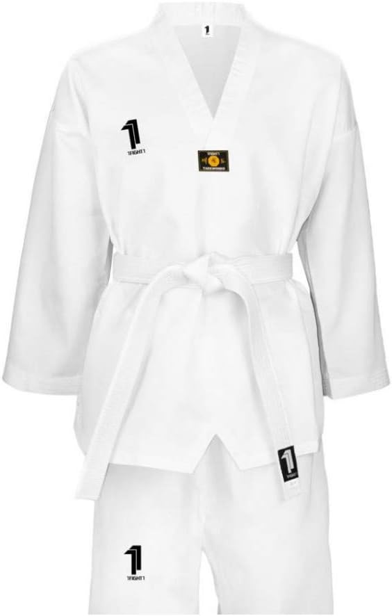 Taekwondo Dobok Club bestickt, weisser Kragen 170 Weiss, 170 Weiss