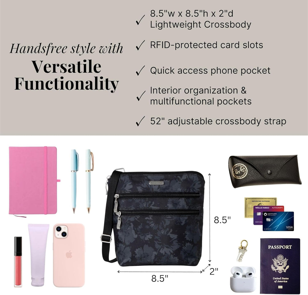 Baggallini Damen Essential Tasche für Frauen-Integrierter RFID-Kartenhalter-Crossbody Geldbörse mit