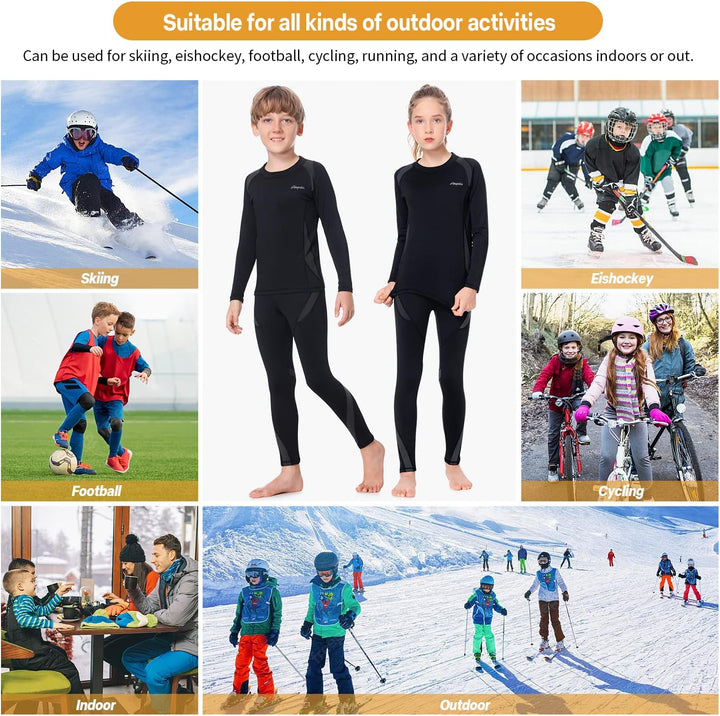 BENNALD Thermounterwäsche Kinder, Funktionsunterwäsche Junge Skiunterwäsche Mädchen Winter atmungsak