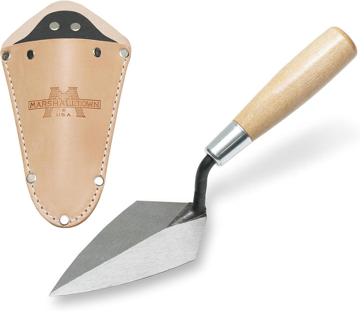 Marshalltown ATH50S Archäologiekelle, starre Spitzkelle mit Ledertasche, mit Holzgriff, Kelle aus Ca
