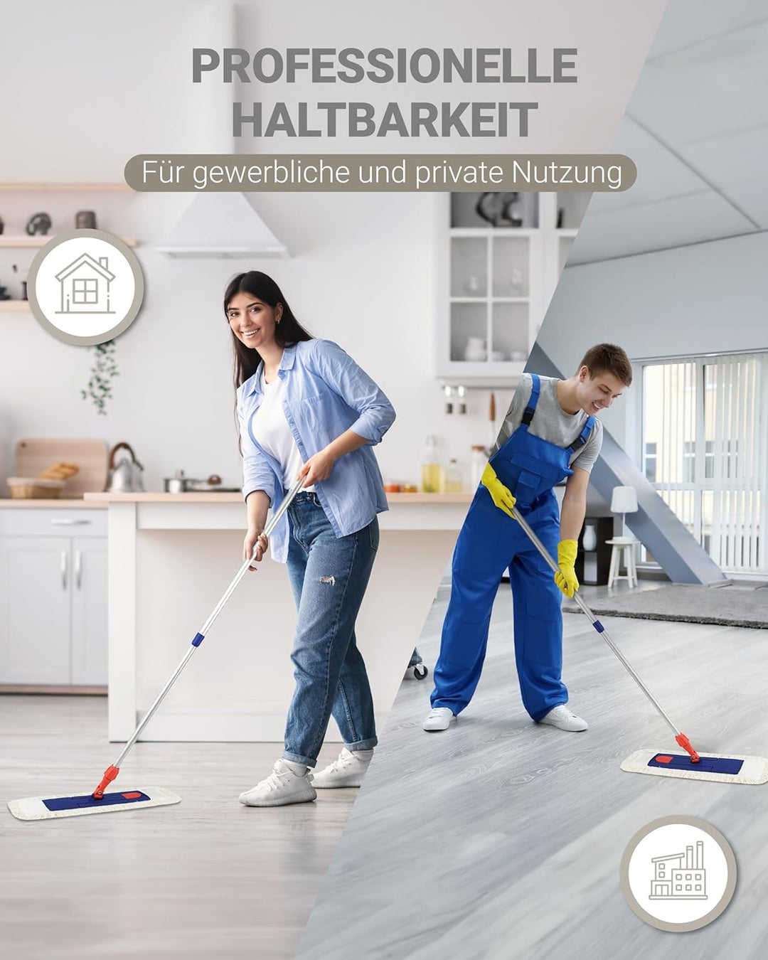 10 Profi Baumwolle Bodenwischer 40cm mit Aussenfransen - Wischmopp Bezug für effektive Gewerbe- & He