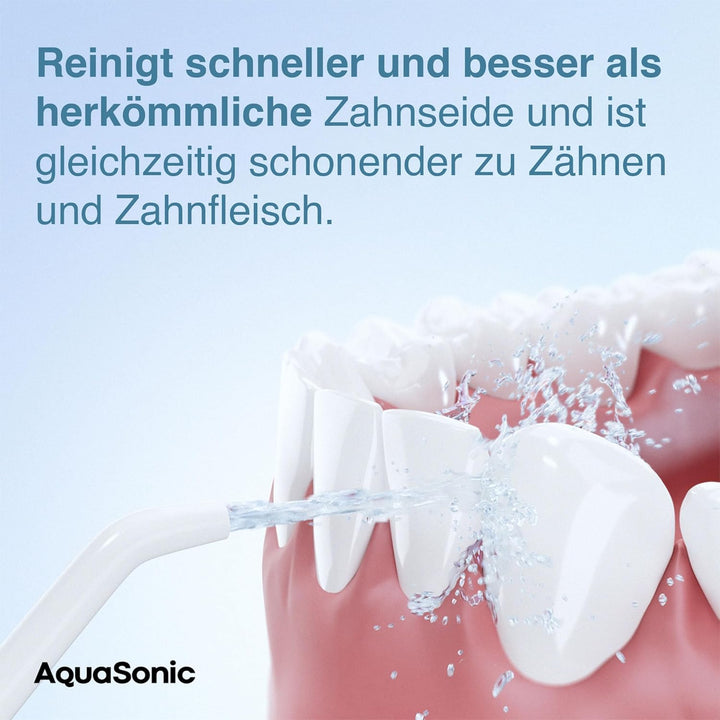 Aquasonic Aqua Flosser - Professioneller Wiederaufladbarer Wasserzahnseidenreiniger mit 4 Aufsätzen