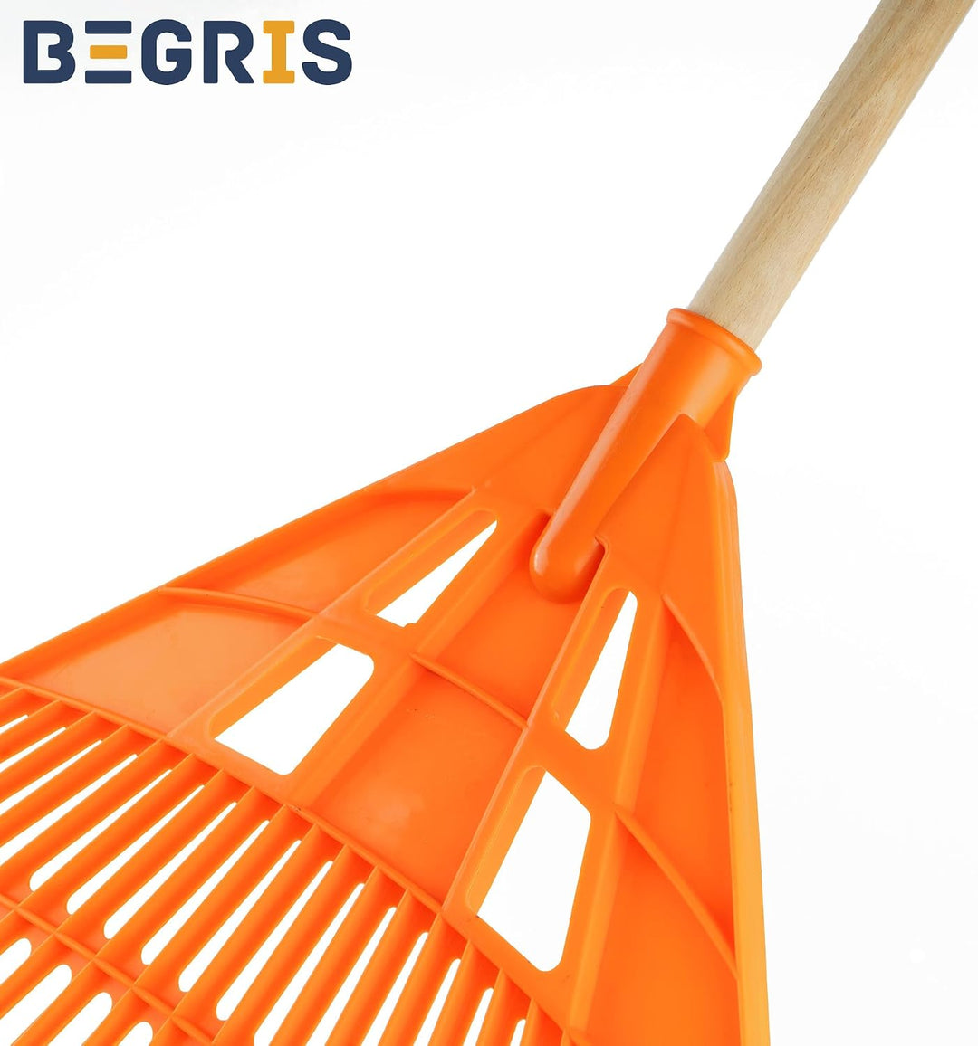 Gartenbesen für Grasblätter mit Stick 24 Zähne Leichte und Ergonomische Reche Kunststoff 61x41,5 cm