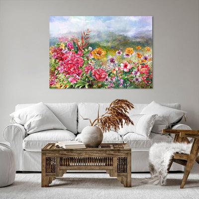 Bilder auf Leinwand 100x70cm Leinwandbild mit Rahmen blume sommer natur Gross Wanddeko Bild Schlafzi