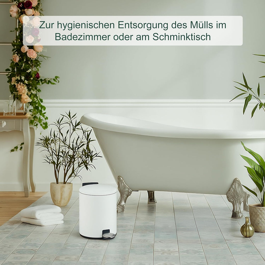 Relaxdays Mülleimer Bad, 3 l, Kosmetikeimer mit Soft-Close, in Matter Optik, entnehmbarer Inneneimer