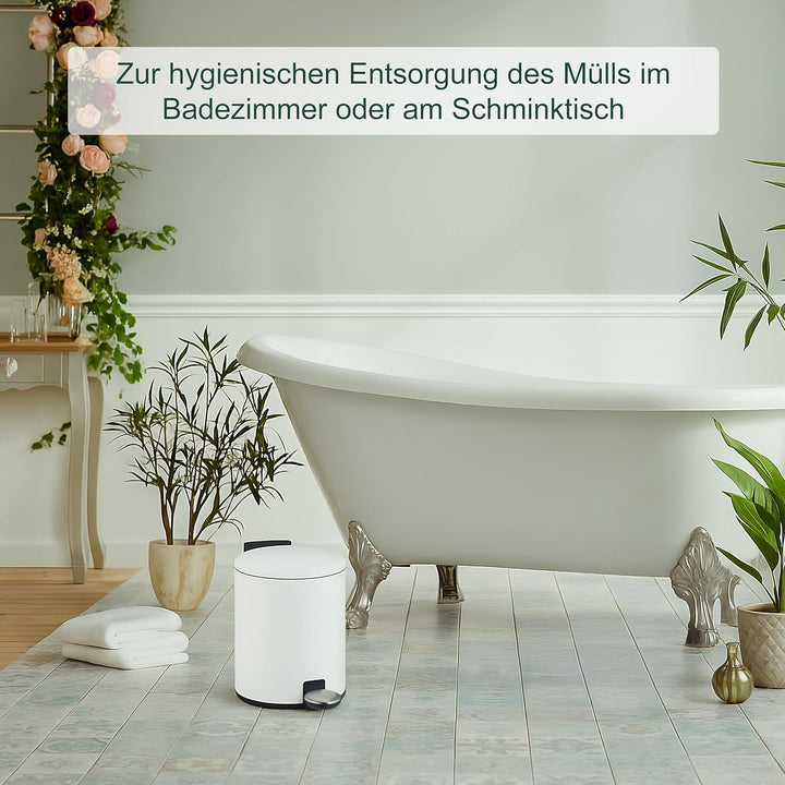 Relaxdays Mülleimer Bad, 3 l, Kosmetikeimer mit Soft-Close, in Matter Optik, entnehmbarer Inneneimer