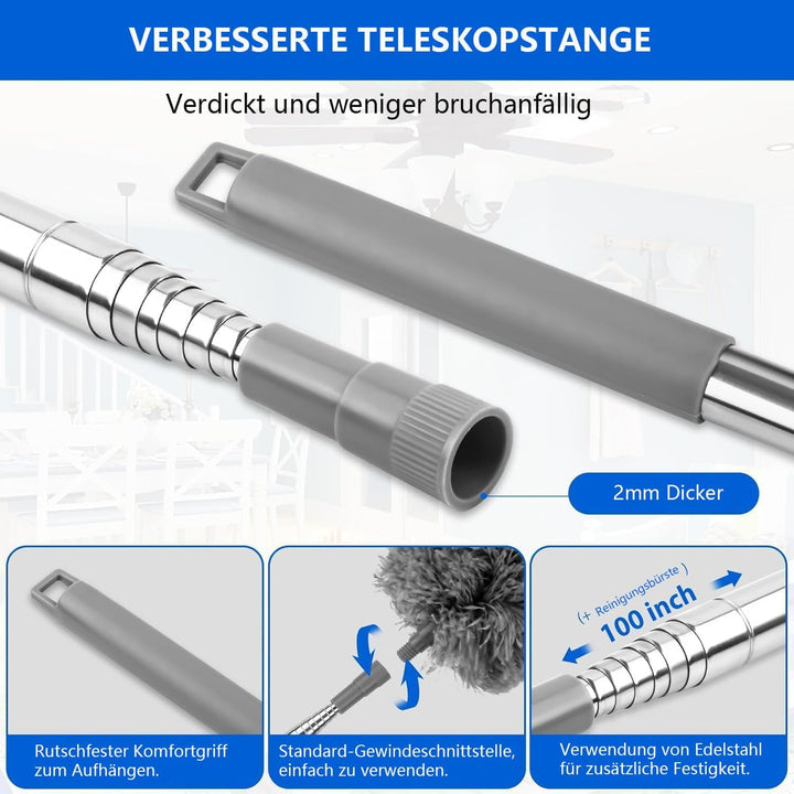 Staubwedel Teleskop Waschbar Mikrofaser Duster Lang Ausziehbar Bis 254cm,5 Stück Staubwedel Lang Aus