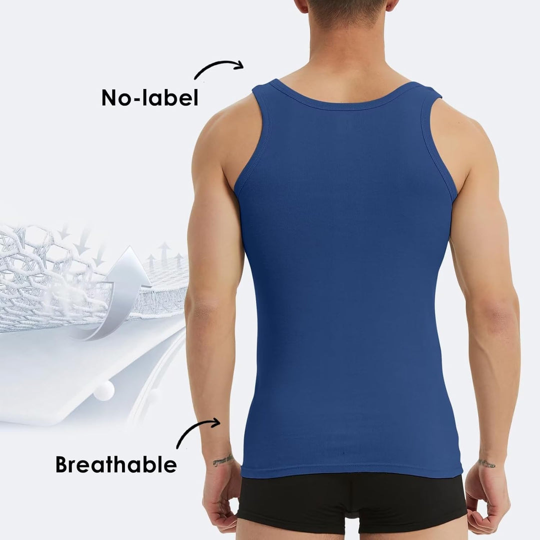 YouShow Unterhemd Herren 3/5er Pack 100% Baumwolle Tank Top Feinripp S 2*schwarz + 2*marine + 1*oliv