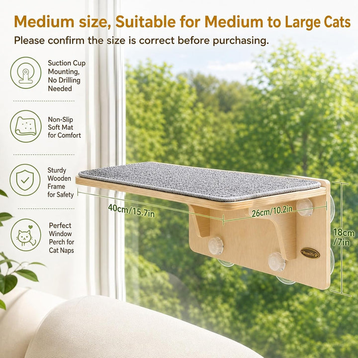 Katzen Hängematte, Katzen Fensterliege, Holz Katzenbett Fenster | mit Abnehmbarem Bezug, Weiche Katz