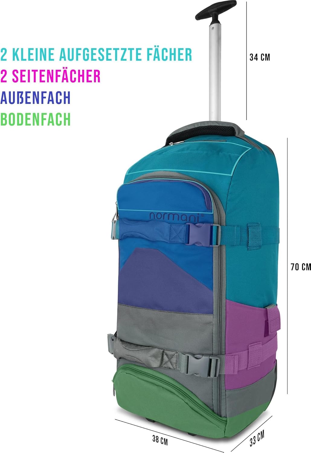 normani Backpacker Reisetaschen-Rucksack mit Trolleyfunktion - Trolley mit Frontloader Funktion und
