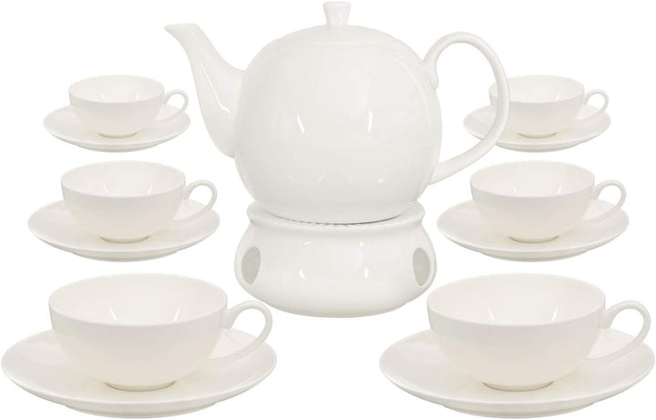 Buchensee Teeservice aus Fine Bone China Porzellan. Teekanne in fein-cremigem Weiss mit 1,5l Füllvol