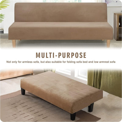Mingfuxin Armlose Schlafsofabezüge, Stretch-Samt Futon Couchbezug Dicke weiche gemütliche Sofa Schon
