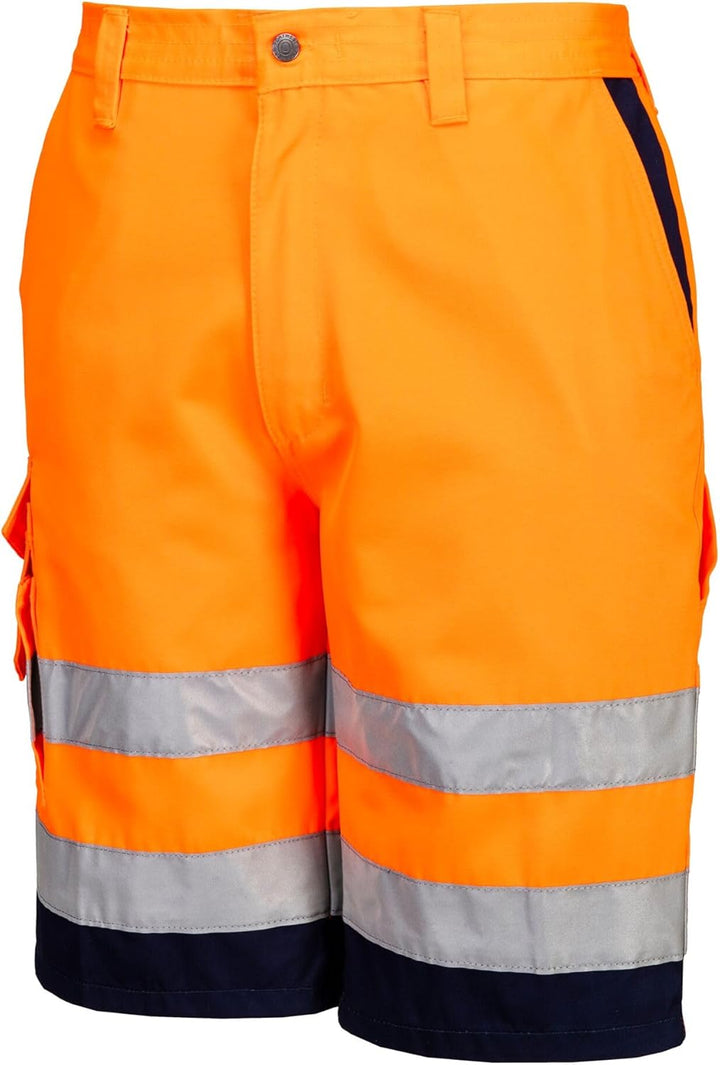 Portwest Warnschutz-Shorts aus Polyester-Baumwolle, Grösse: XXL, Farbe: Orange/Marine, E043ONRXXL