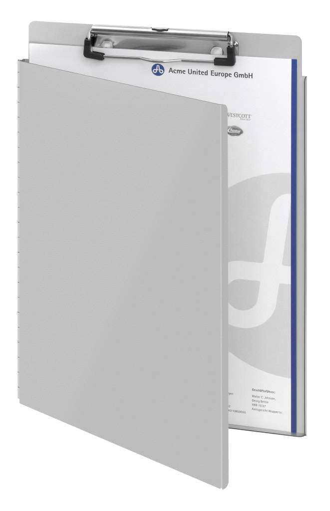 Westcott E-17005 00 Klemmbrett aus Aluminium, DIN A4, mit Schutzklappe und Aufhängeöse