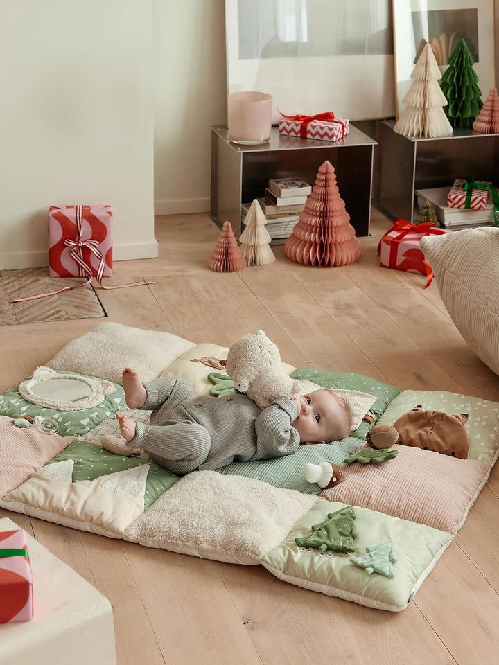 VERTBAUDET Baby Activity-Decke beige/grüner wald