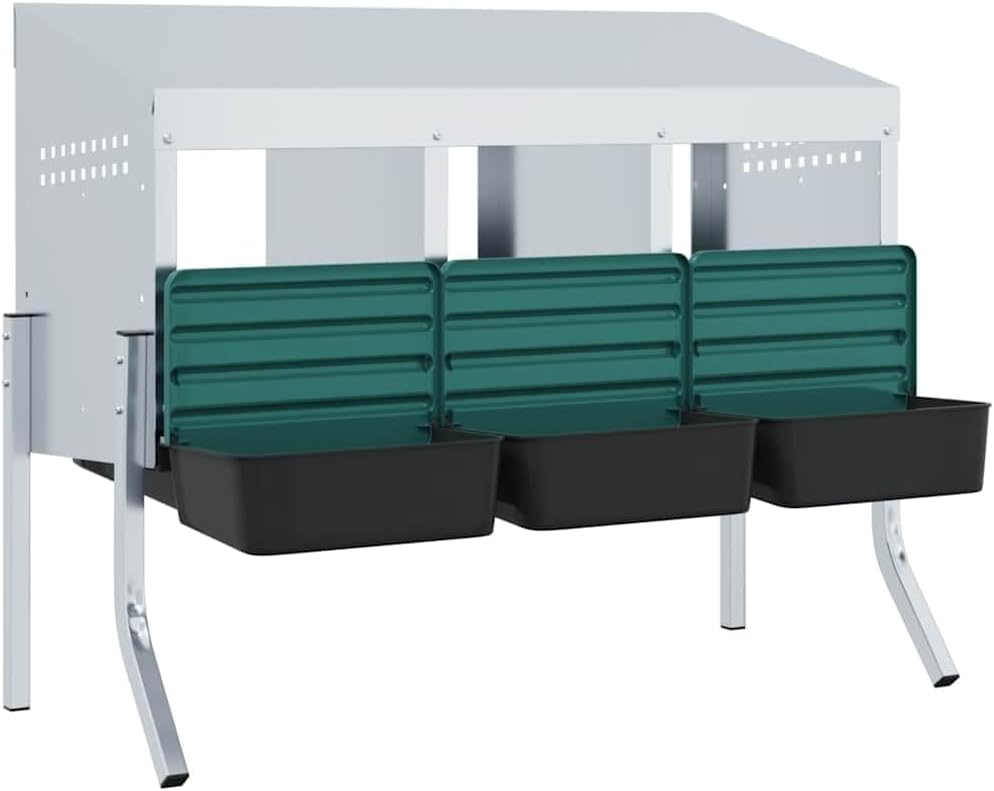 Hühner-Nistkasten mit 4 Fächern aus verzinktem Stahl, höhenverstellbare Beine, wetterfest, für Geflü