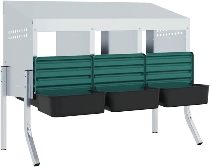 Hühner-Nistkasten mit 4 Fächern aus verzinktem Stahl, höhenverstellbare Beine, wetterfest, für Geflü