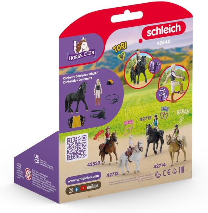 SCHLEICH Horse Club | Tori & Princess 42640 | bewegliche Mädchenfigur mit Pferd, Sattel, Zaumzeug &