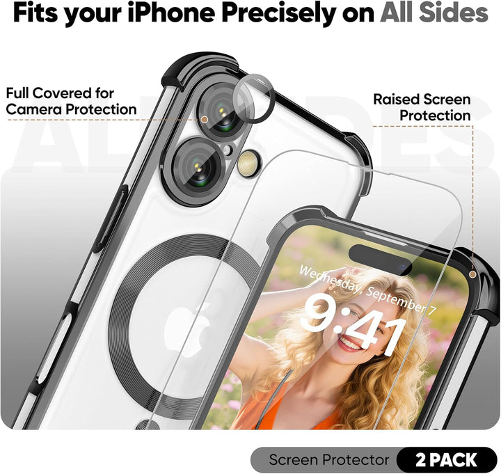 GOODVISH Handykette für iPhone 16 Hülle mit Band, mit 2 Stück Schutzfolie und Kamera Schutz, Necklac