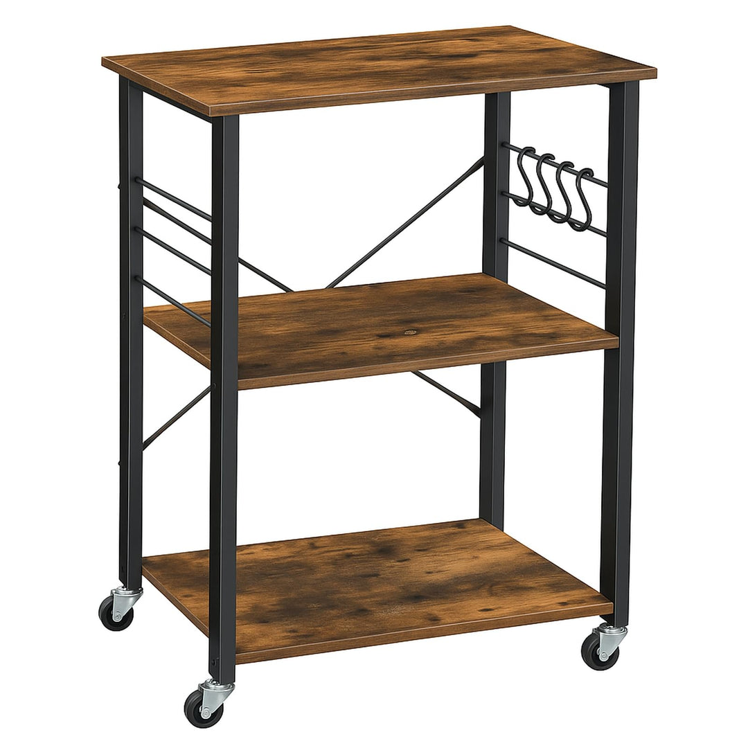Küchenregal, Küchenkommode für das Esszimmer, dunkelbrauner Küchenschrank, Küchenwagen, Holzregal st