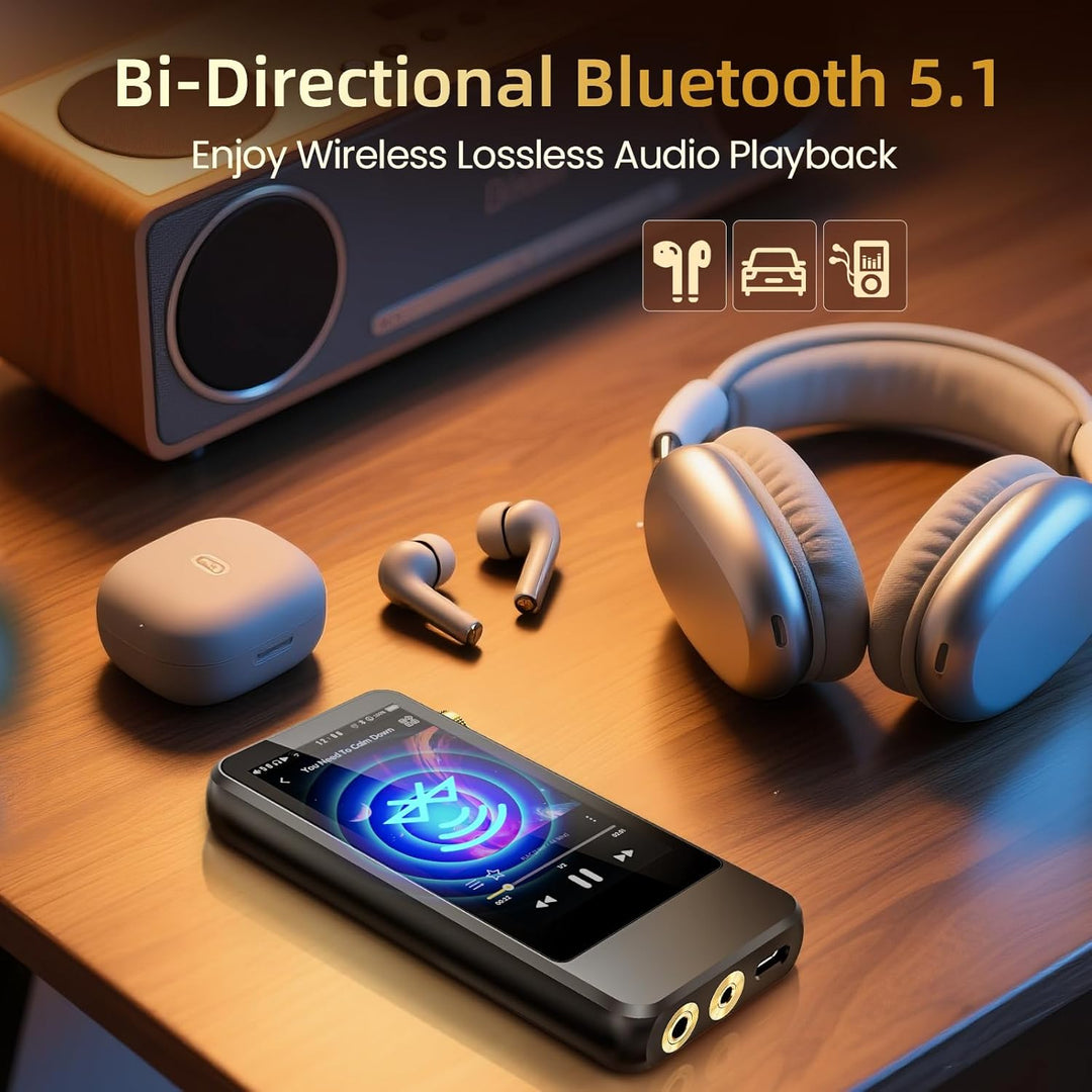 HIFI WALKER H20 Pro Hi-Res MP3 Player mit Bluetooth, 64GB microSD Karte, Lossless Musikplayer mit Du