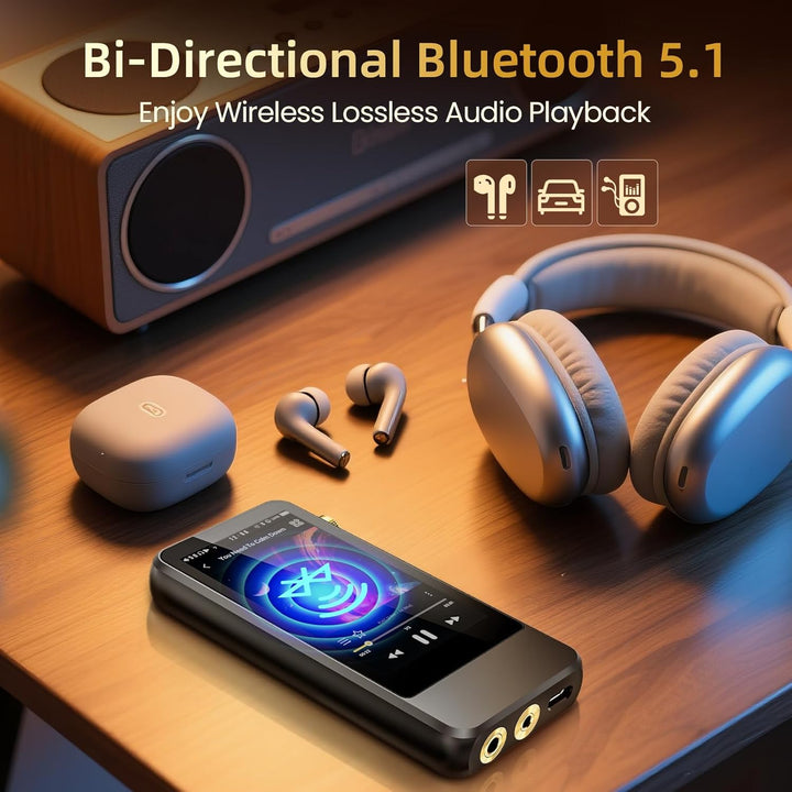 HIFI WALKER H20 Pro Hi-Res MP3 Player mit Bluetooth, 64GB microSD Karte, Lossless Musikplayer mit Du