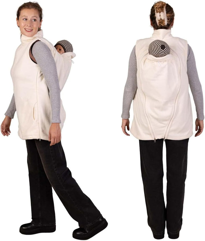 Viva la Mama - Trageweste aus Fleece, Winter Zusatzweste für Tragejacken - RERIK S Ecru - Vorn und H