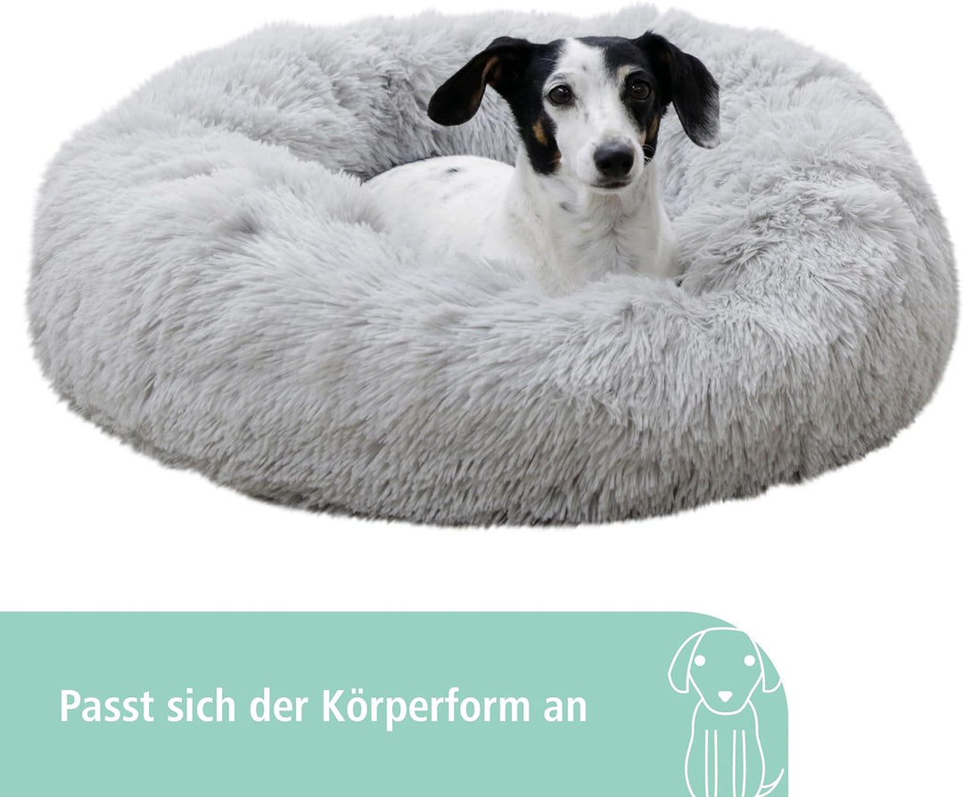 Kuschelbett Fluffy hellgrau, Ø76cmx19cm, Ø76cmx19cm