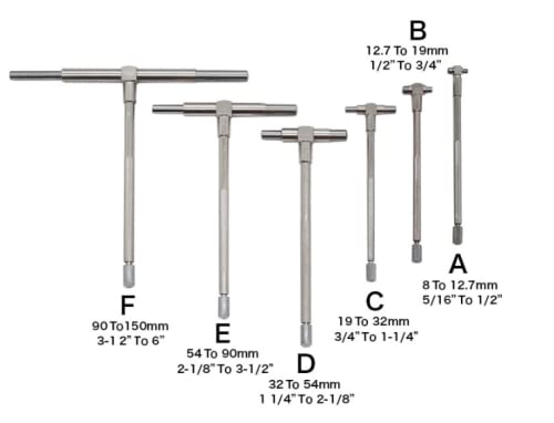 6Pcs/Set Bohrlehre, Telescoping Gauge Set, Teleskoplehrensatz, Genauigkeit: 0,1, 8-150mm Einstellbar