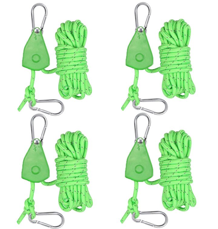 4 Stück Verstellbarer Seil Ratsche, Abspannseile mit Seilspanner, Alluring Ratchet Hanger, Reflektie