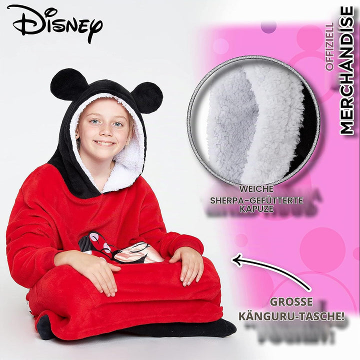 Disney Stitch Kapuzenpullover Mädchen, Übergrosse Hoodie Decke Kinder mit Sherpa-Kapuze und Kängurut